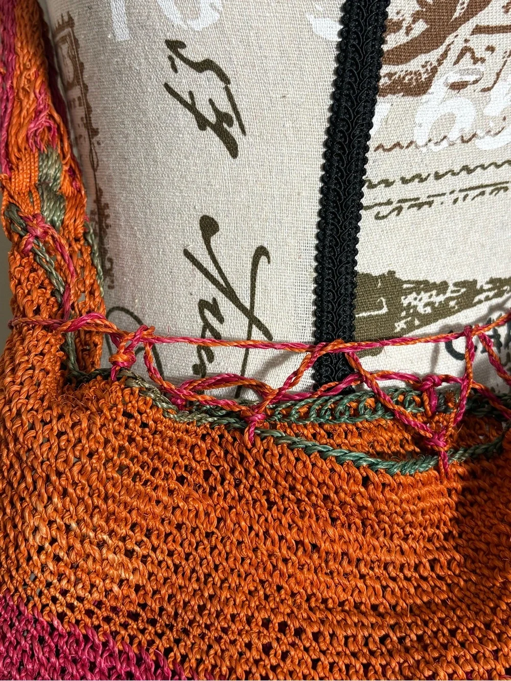 Handwoven Boho Market Tote Bag Striped Artisan Woven Shoulder Bag Oversized